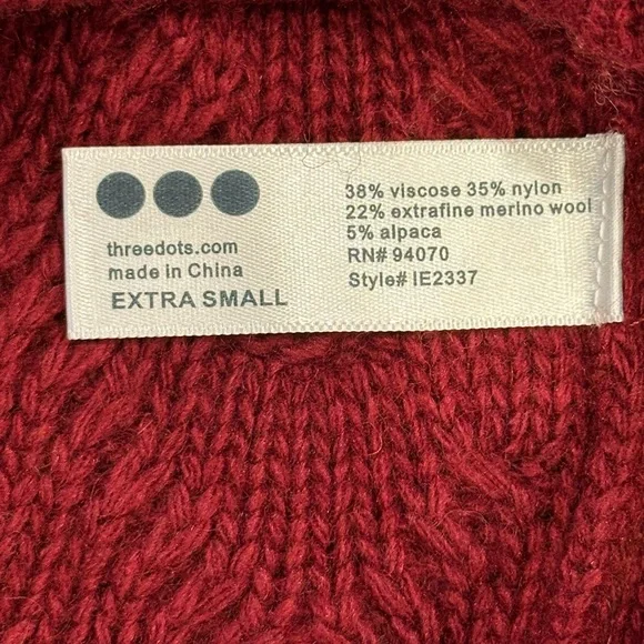 😍 Merino wool and alpaca Three Dots Crimson Knit Sweater Holiday Winter 😍 - Picture 2 of 8